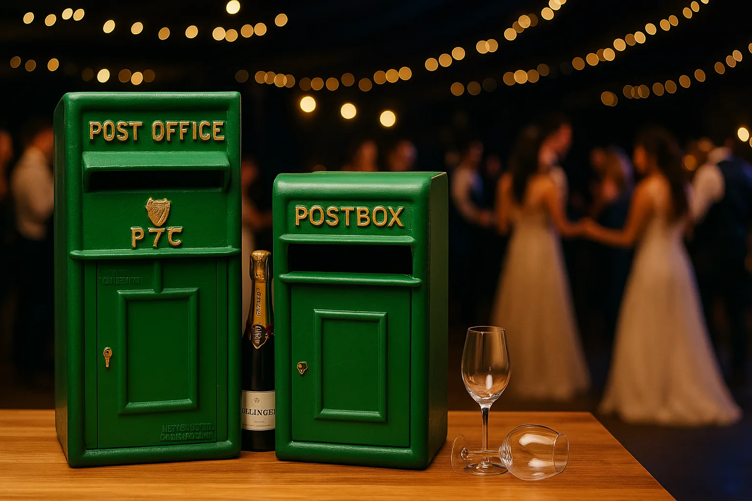Cast iron post box photographed at a wedding venue